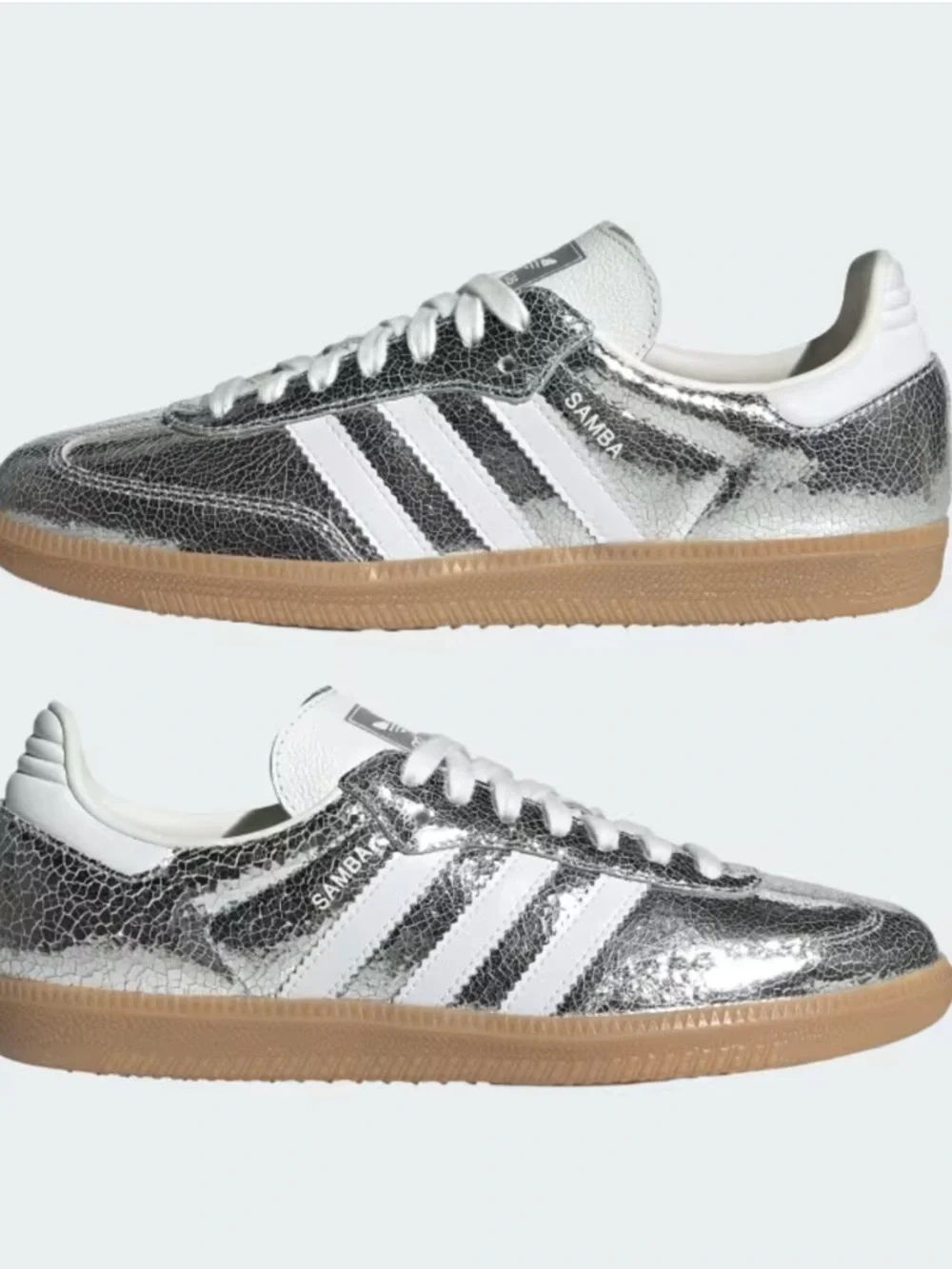 adidas Samba OG Sneakers Silver with White Stripes Size 5 NWTS - Picture 11 of 11